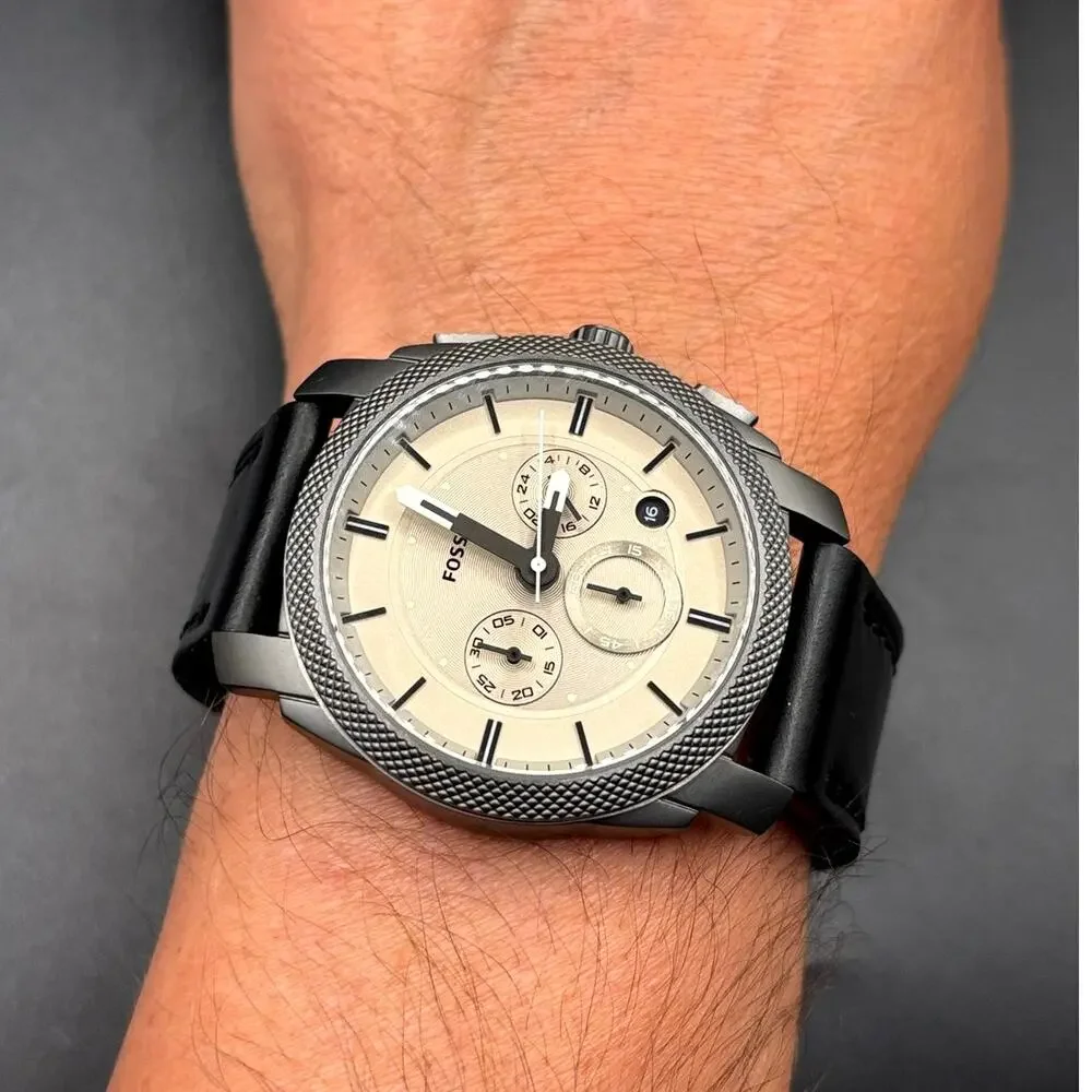 Fossil Machine FS5482 Chronograph 42mm Black Leather Men's Watch